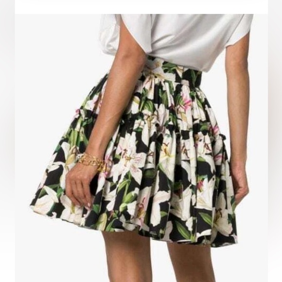 Dolce & Gabbana Skater Mini Skirt Black Green Tiered - Picture 5 of 6